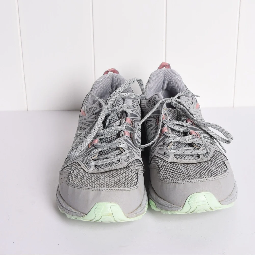 ASICS Women's‎ GEL VENTURE 8 running shoes; gray, green, and pink; size 8.5 WIDE